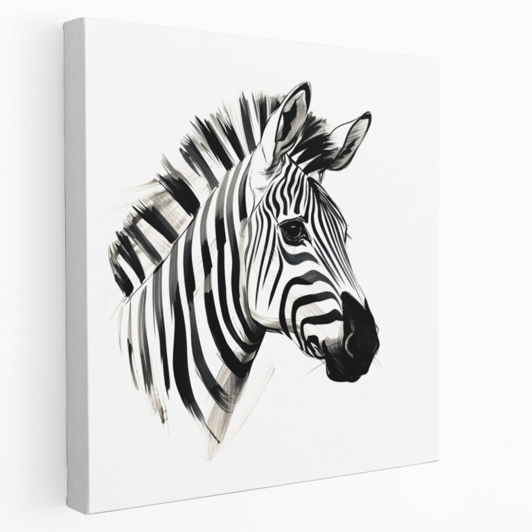 Zebra Kanvas Tablo - Minimalist Zebra Eskiz - Duvar Sanatı için Kanvas Tablo
