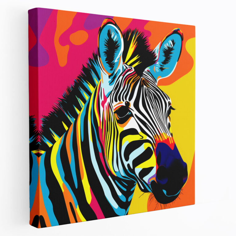 Zebra Duvar Dekorasyonu - Pop Art Kanvas Tablo - Çağdaş Zebra Duvar Dekorasyonu Ev Dekorasyonu