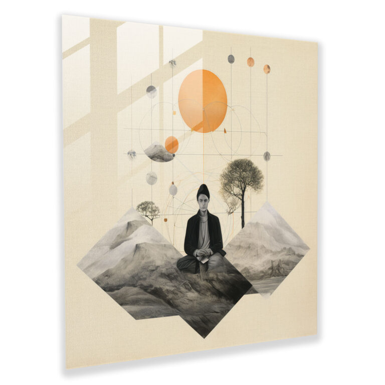 Zen Meditasyon Figürü Cam Tablo - Ev Dekorasyonu Modern Sanat