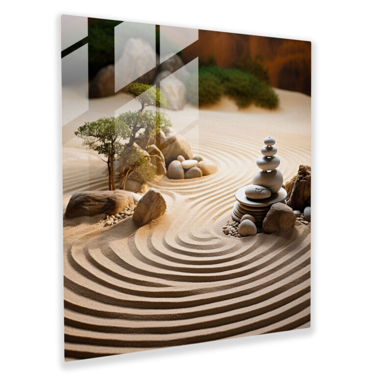 Zen Serene Bahçe Cam Tablosu - Zen Duvar Dekorasyonu Cam Tablo Ev Dekorasyonu