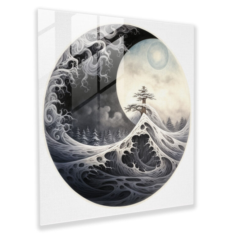 Zen Yin ve Yang Cam Tablo - Zen Duvar Dekorasyonu Cam Tablo