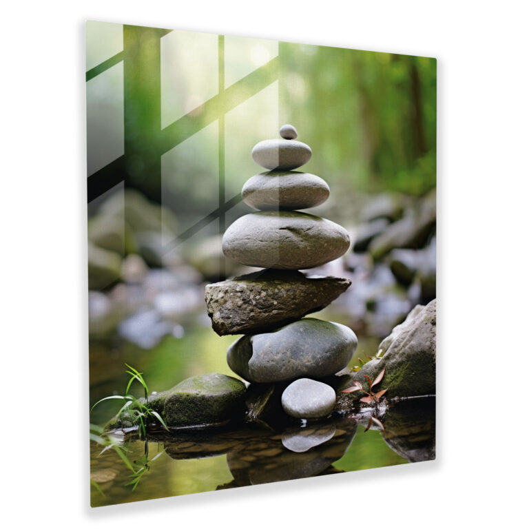 Zen Stacks Cam Tablo - Zen Cam Duvar Sanatı Zen İlhamlı Fotoğrafçılık Cam Sanatı