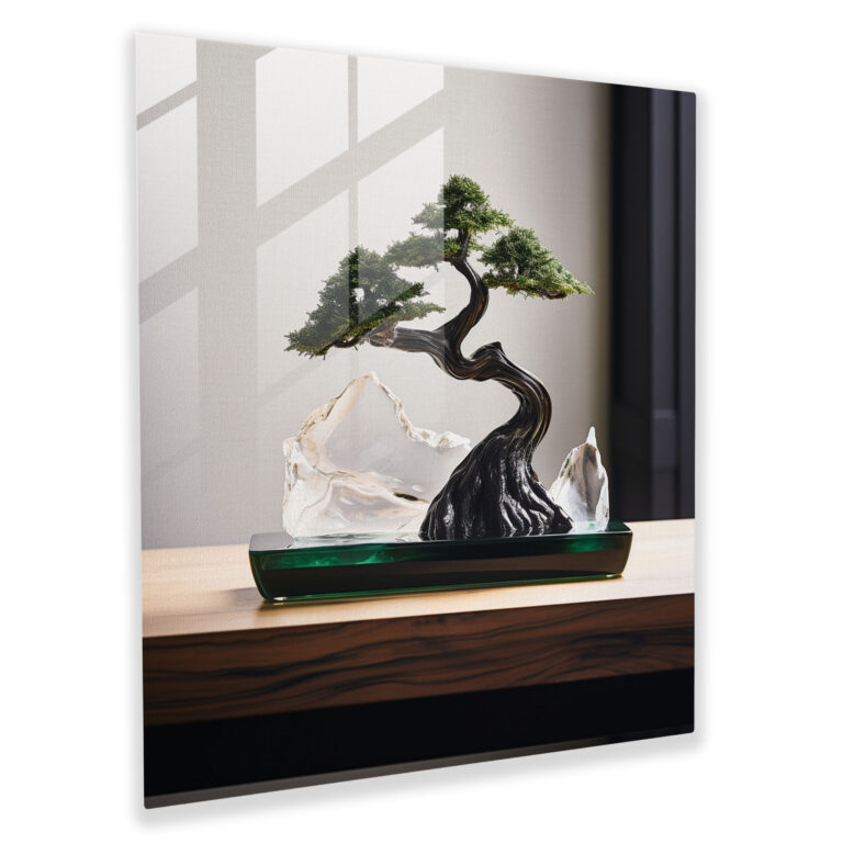 Zen Bonsai Cam Tablosu - Zen Zarafet Ev Dekorasyonu Cam Sanatı
