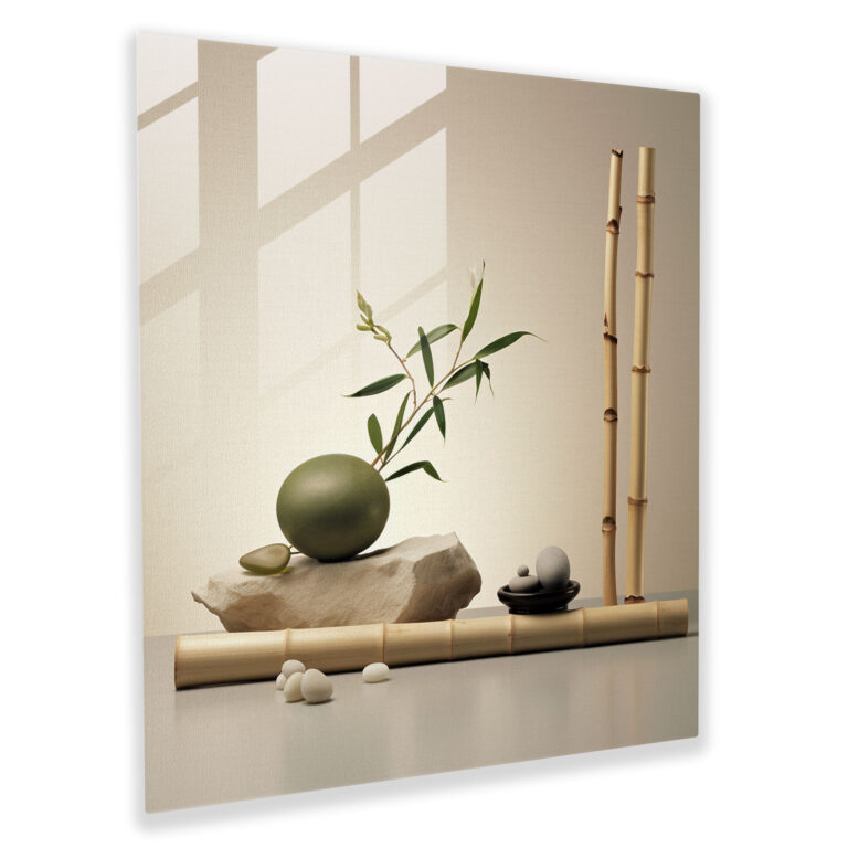 Zen Sessizlik Cam Tablo - Zen Cam Duvar Sanatı Zen İlhamlı Stil Still Life Minimal Düzenleme