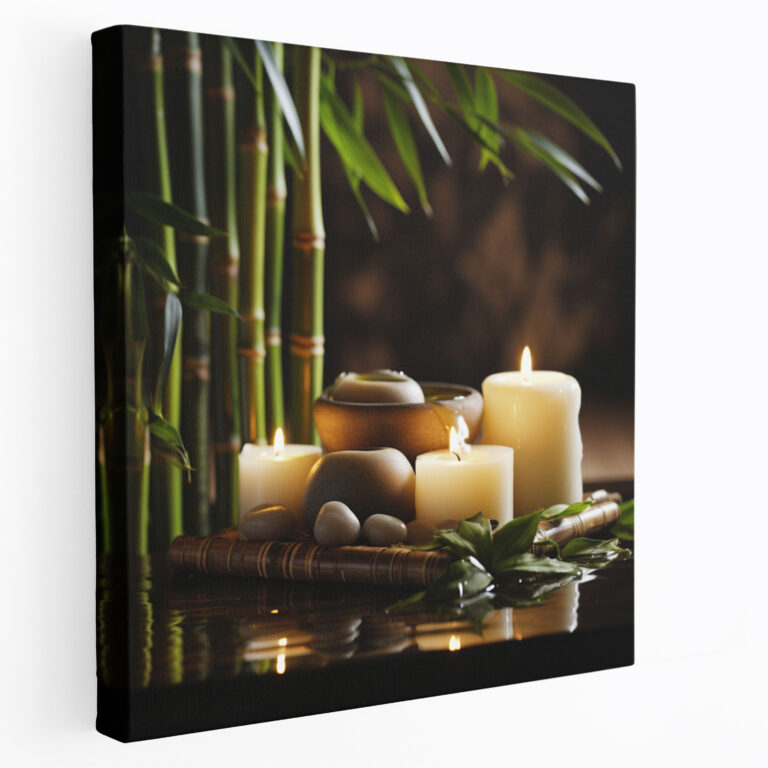 Zen Spa Duvar Sanatı - Zen Bambu Dekorasyonları Kanvas Baskı