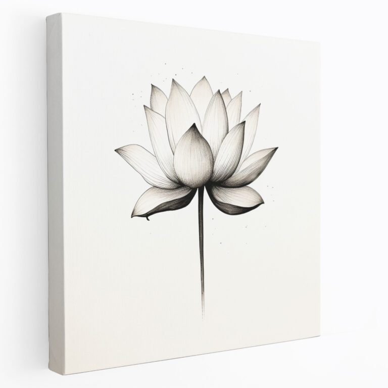 Zen Lotus Kanvas Tablo - Zen Minimalist Ev Dekorasyonu Duvar Sanatı