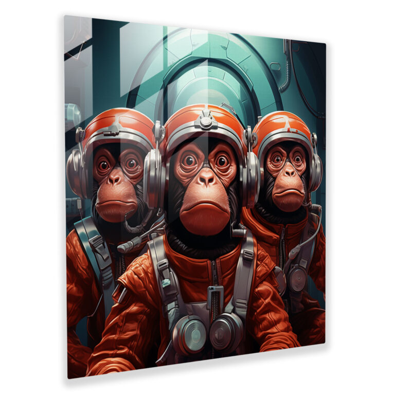 3 Monkey Glass Print - 3 Monkey, 3 Monkey, Glass Wall Art, Home Decoration