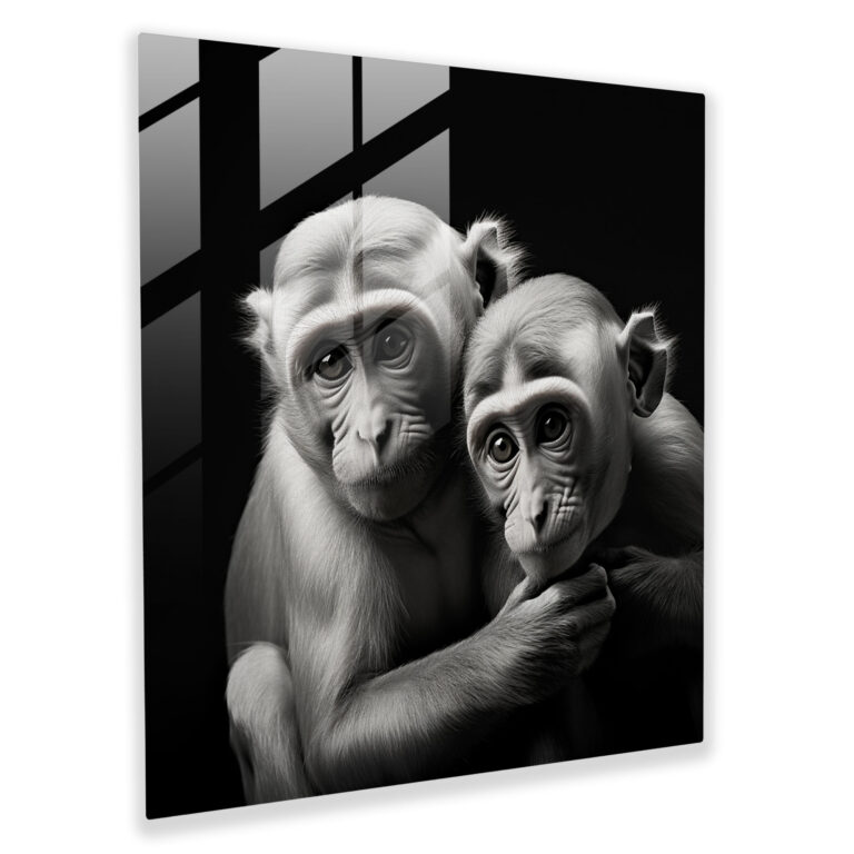 3 Monkey Glass Print - 3 Monkey, Modern Art, Home Decoration, Glass Print
