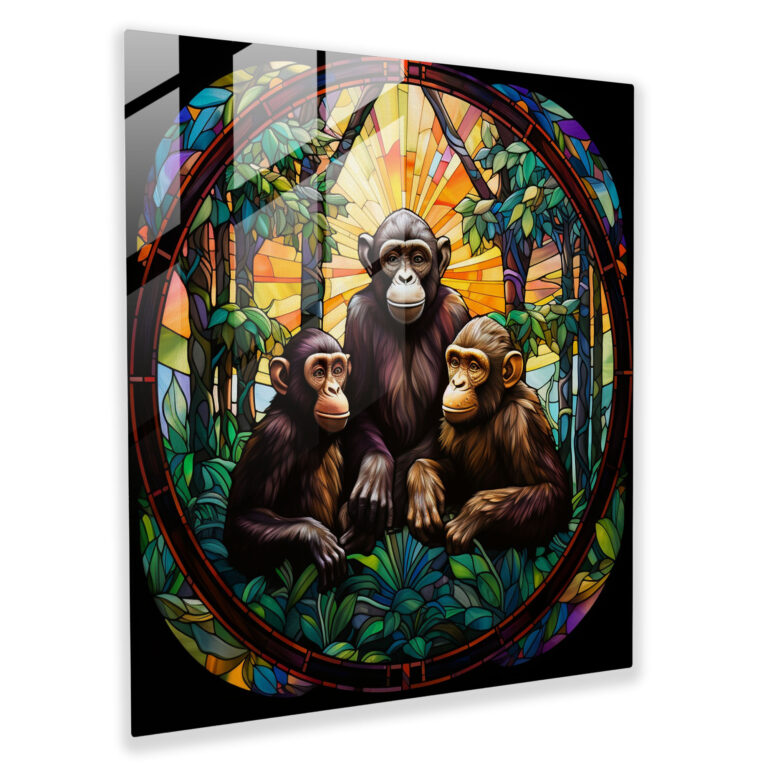 3 Monkey Glass Wall Art - 3 Monkey, Serene, Glass Print, 3 Monkey