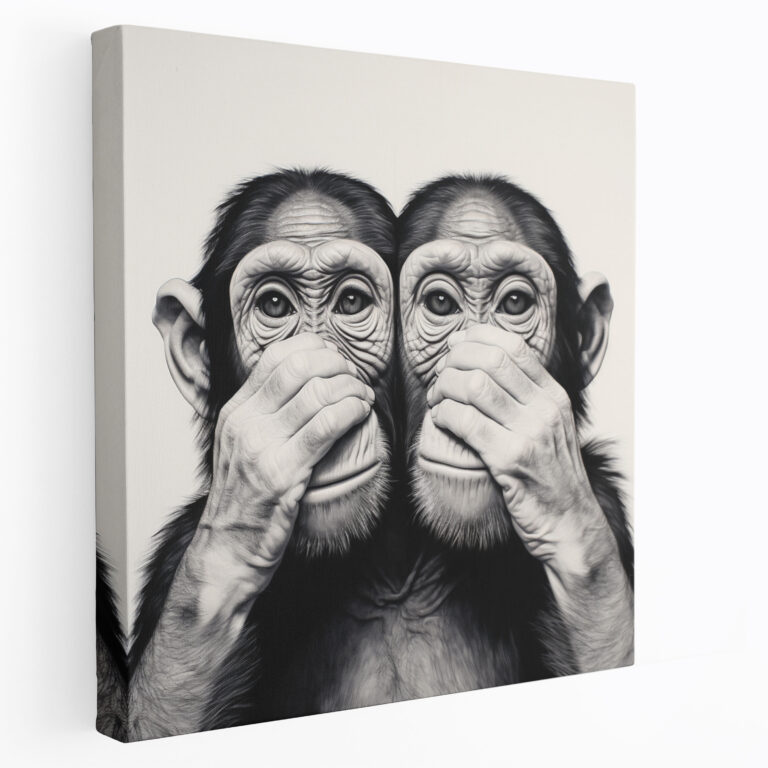 3 Monkey Minimalist Canvas Print - 3 Monkey, 3 Monkey, Minimalist, Canvas