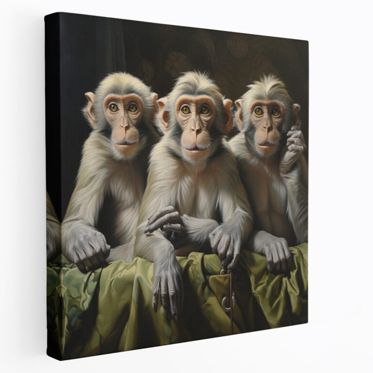 3 Monkey Canvas Print - 3 Monkey, Wall Decoration, Canvas Wall Art, Realistic Oil Painting