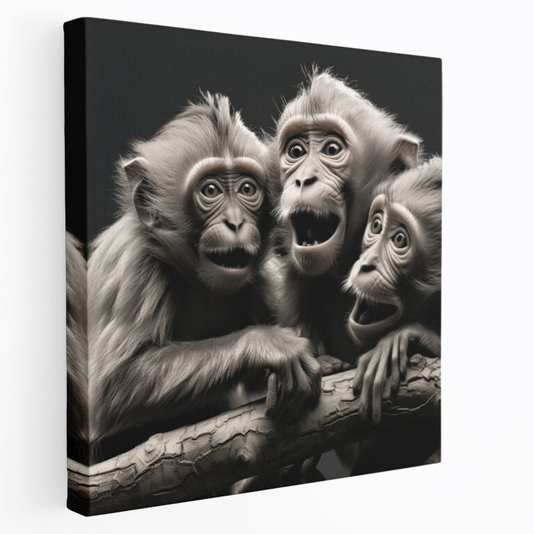 3 Monkey Black And White Canvas Print - 3 Monkey, Wall Decoration, Canvas, 3 Monkey