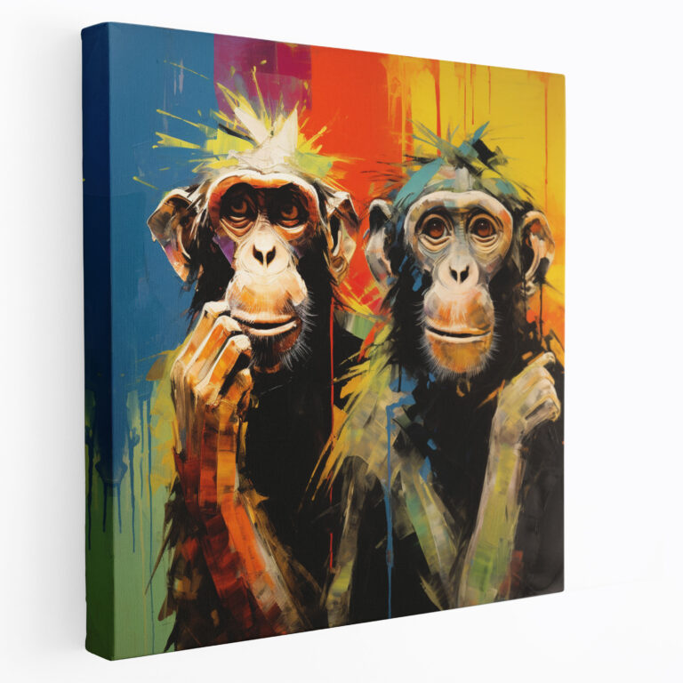3 Monkey Abstract Canvas Print - 3 Monkey, Canvas, Abstract Painting, Wall Decoration