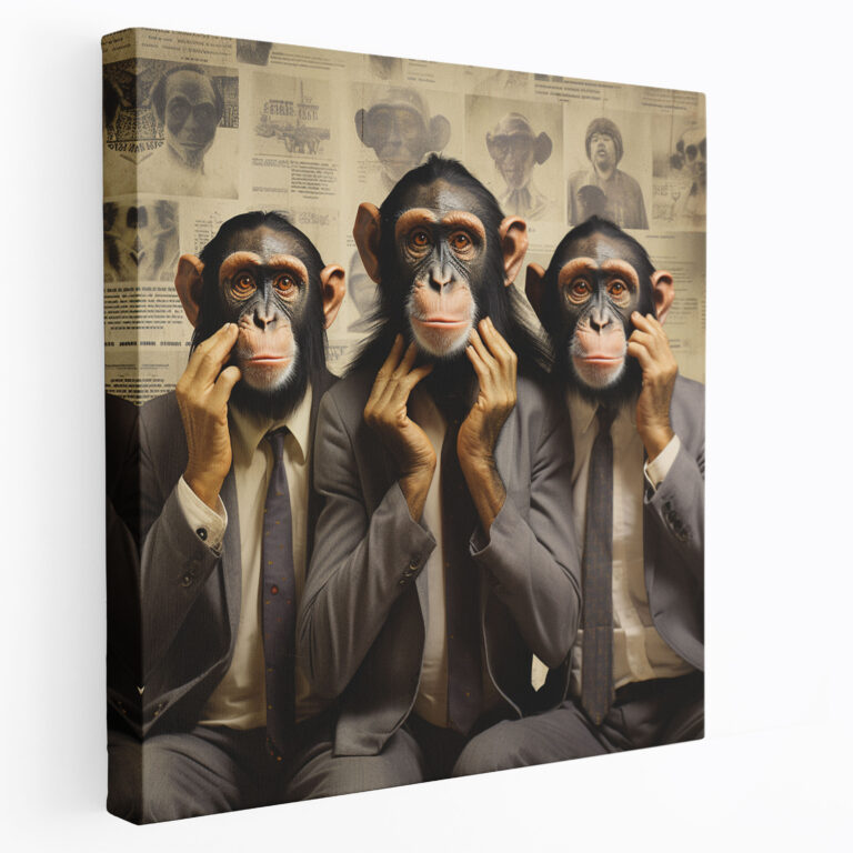 3 Monkey Collage Canvas Print - 3 Monkey, Expressions, Canvas, Wall Art