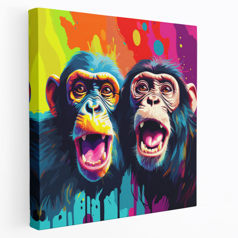 3 Monkey Pop Art Canvas Print - 3 Monkey, Dynamic Compositions, Vibrancy, Canvas