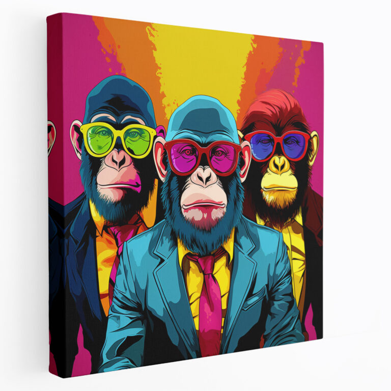 3 Monkey Pop Art Comic Canvas Print - 3 Monkey, Canvas Wall Art, Canvas Print, Wall Decoration