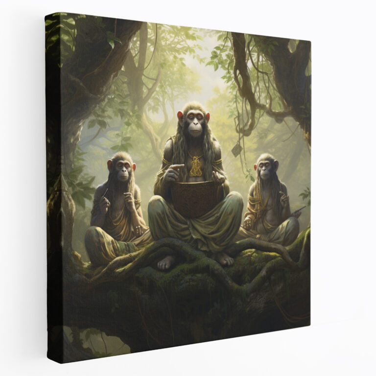 Enlightened 3 Monkey Canvas Print - 3 Monkey, Peaceful, Wise Monkeys, 3 Monkey