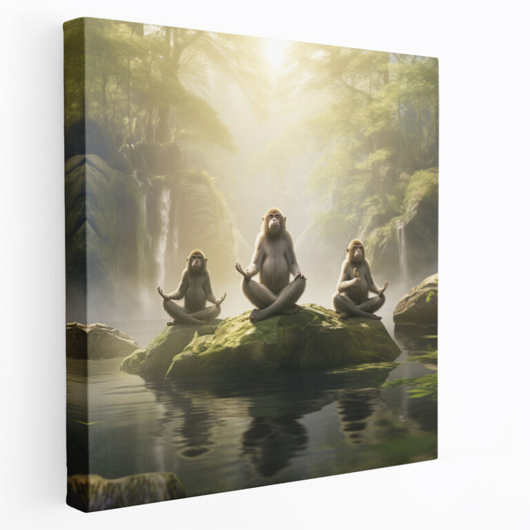Yoga 3 Monkey Canvas Print - 3 Monkey, Wall Art, 3 Monkey, Wall Decoration