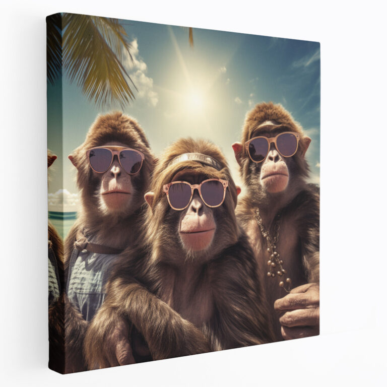 Beach 3 Monkey Canvas Print - 3 Monkey, Canvas, Canvas Wall Art, Relaxation