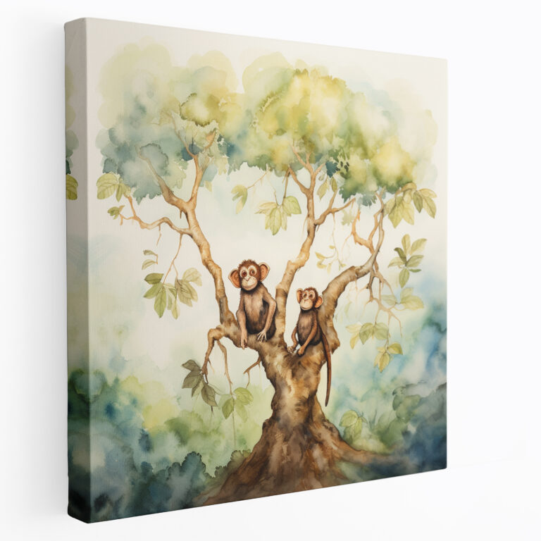 Whimsical Tree Trio Canvas Print - 3 Monkey, Wall Decoration, Wall Art, Canvas Wall Art