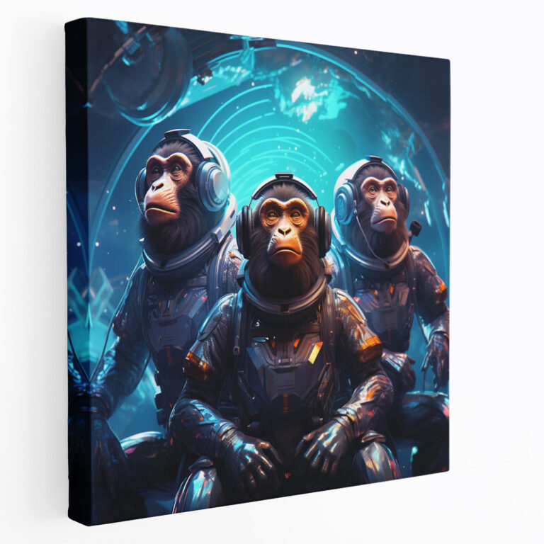 Galactic Explorers 3 Monkey Canvas Print - 3 Monkey, Home Decoration, Canvas Wall Art, Futuristic