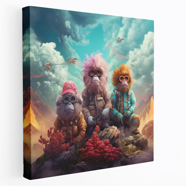 Dreamlike Landscape 3 Monkey Canvas Print - 3 Monkey, Dreamlike Landscape, Wall Art, Canvas