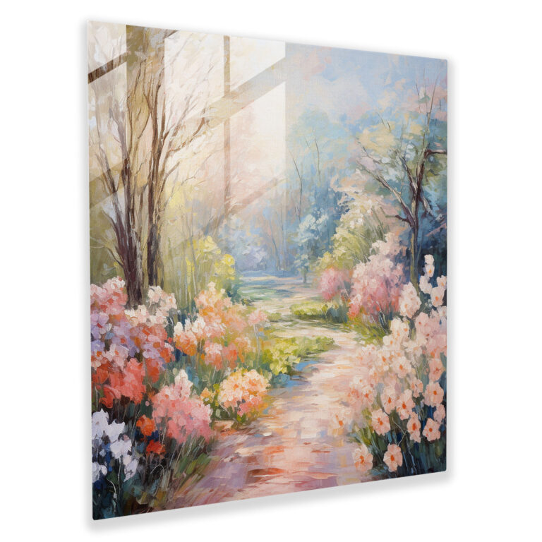 Pastoral Blooms Glass Print: Serene Garden