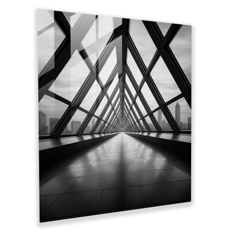 Elegant Monochrome Glass Print: Architectural Landmarks