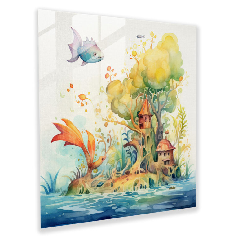 Whimsical Mosaic Glass Print: Nature's Imagination