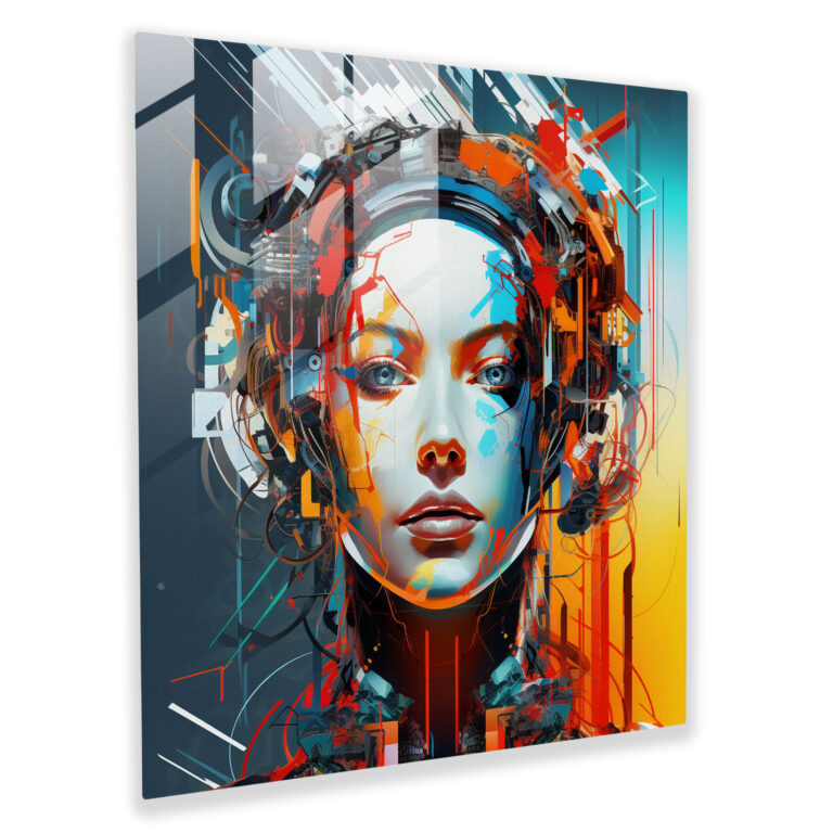 Techno Vibes Glass Print: Futuristic Digital Wall Art