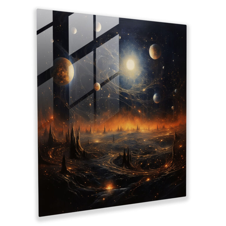 Starry Cosmos Glass Print: Celestial-inspired Wall Art