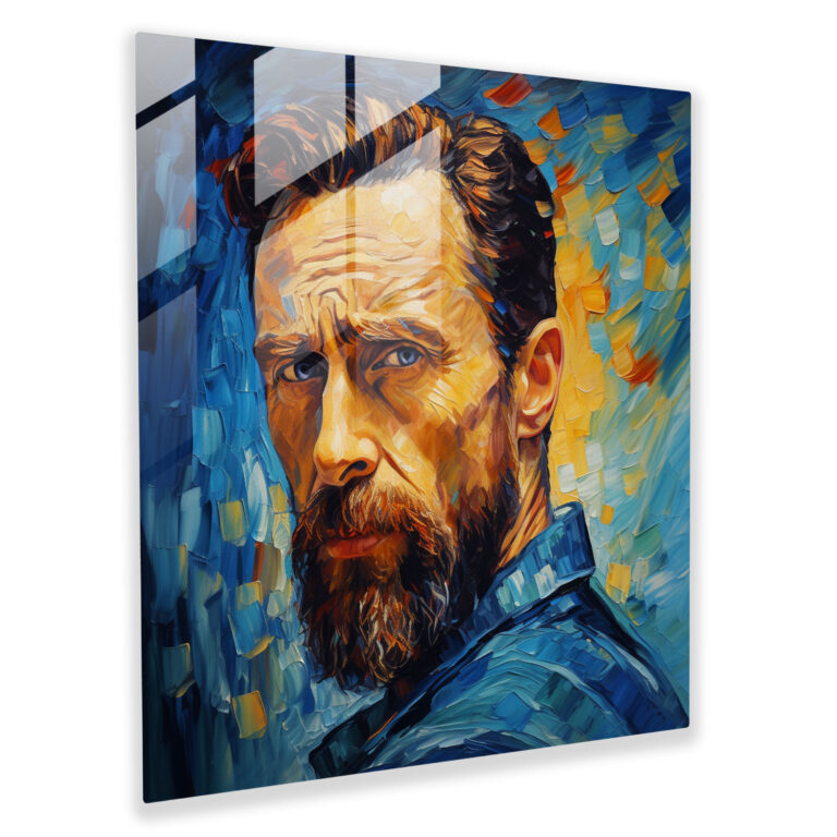 Vincent's Embrace Glass Wall Art - Captivating Van Gogh Style Portrait - Modern Art Work