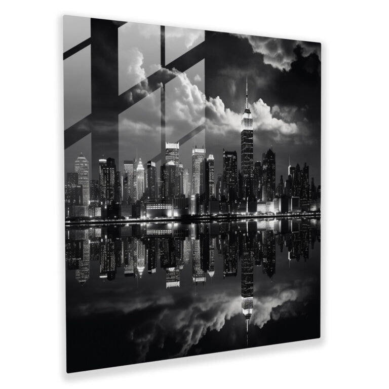 Cityscape Silhouette Glass Print - Urban Wall Art