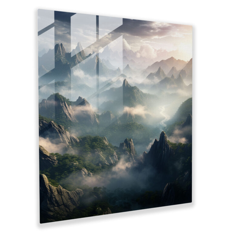 Misty Mountain Glass Print - Scenic Wall Decoration