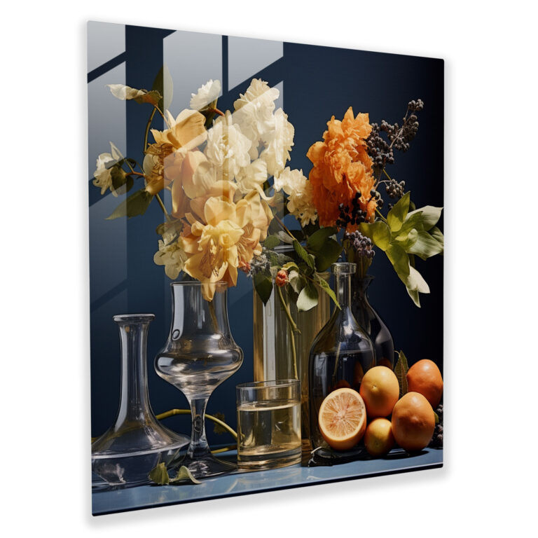 Floral Elegance Glass Print - Still Life Wall Decor