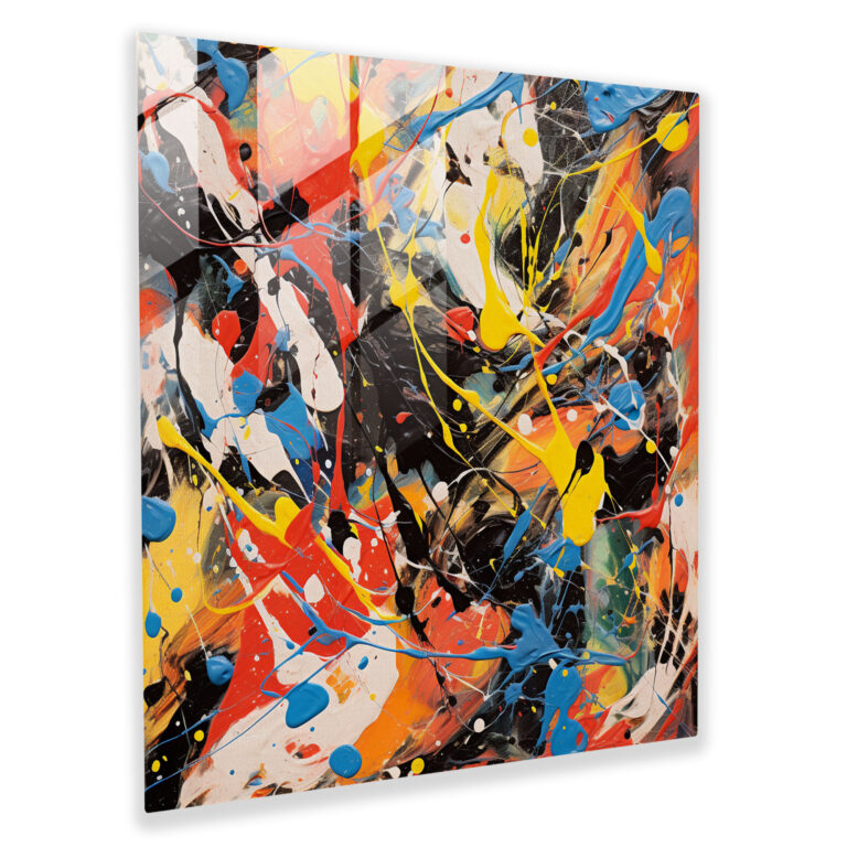 Exquisite Glass Print of Vibrant Abstract Painting by Jackson Pollock - Modern Artwork
