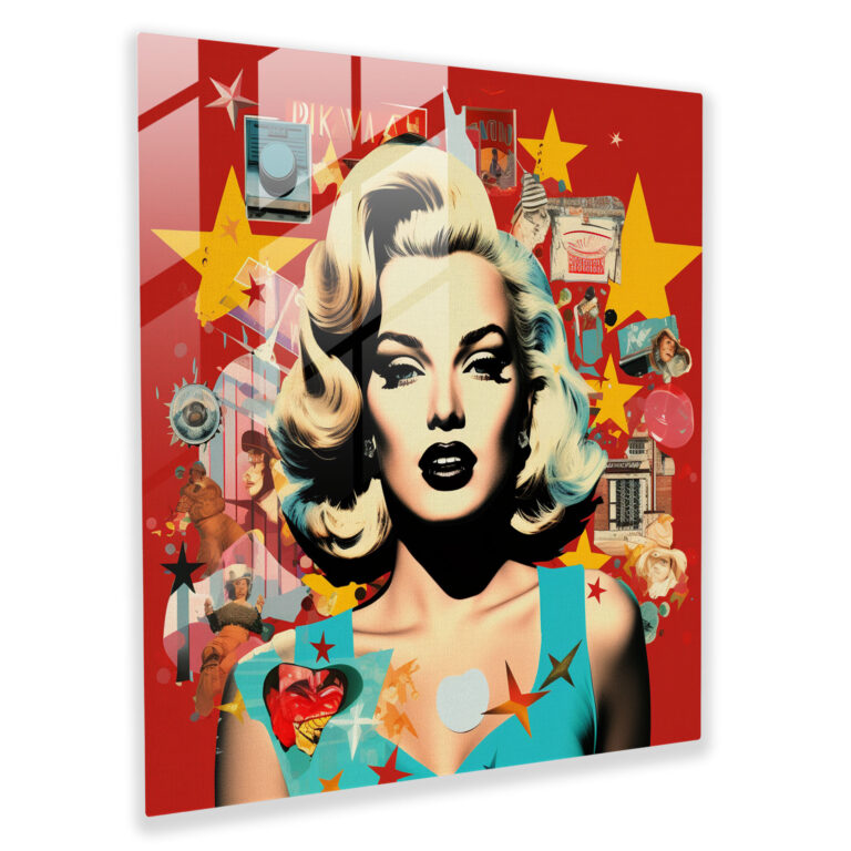 Nostalgic Glass Print: Retro Pop Art 90s Symbols Glass Wall Art