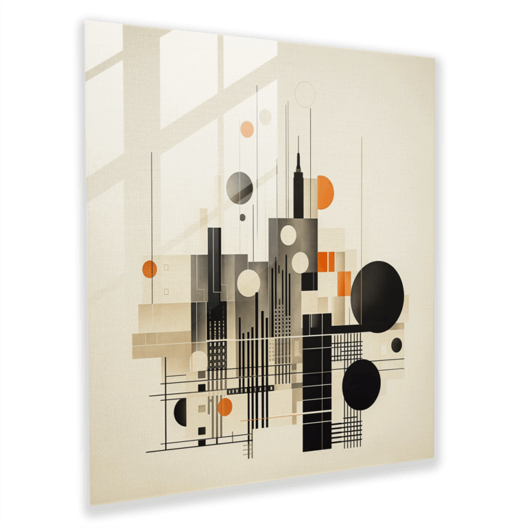 Sleek Glass Print: Minimalist Geometric Metropolis Glass Wall Art