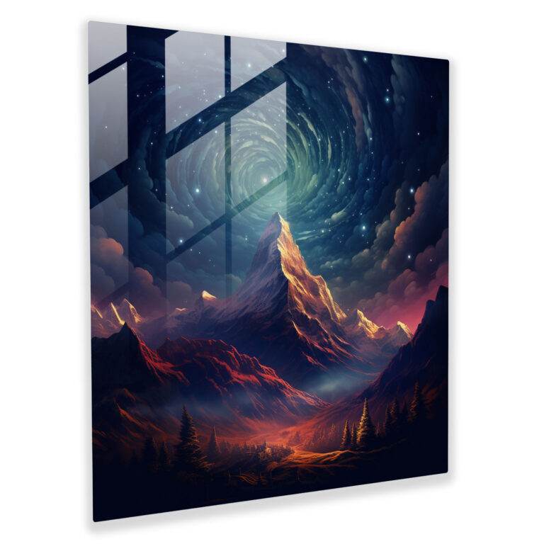 Mystical Digital Glass Print - Celestial Dreamscape