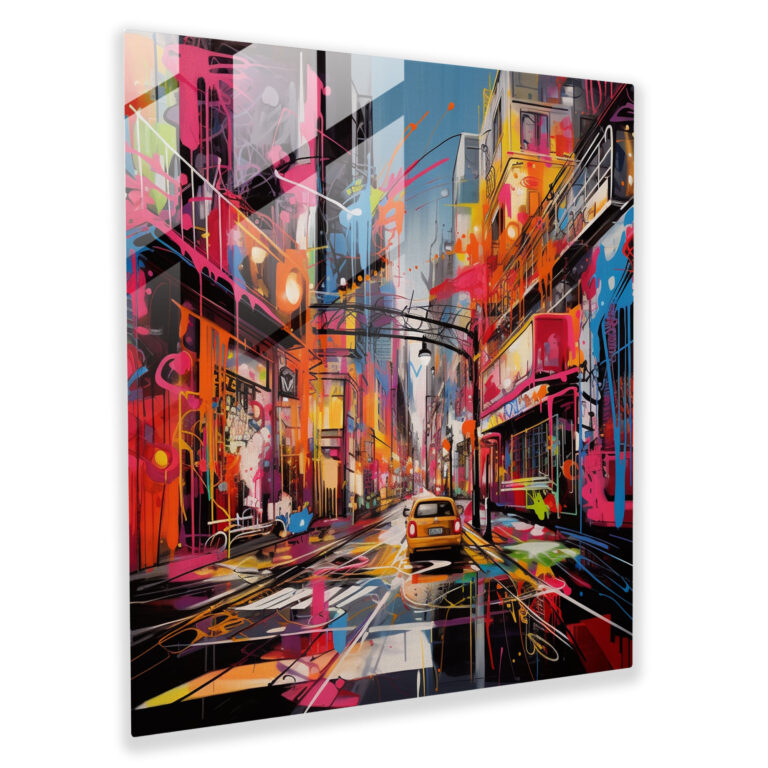 Vibrant Graffiti Glass Print - Street Mosaic
