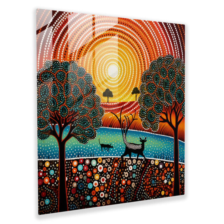 Aboriginal Dot Painting Glass Print - Aboriginal, Glass Art, Glass Wall Art, Modern Art