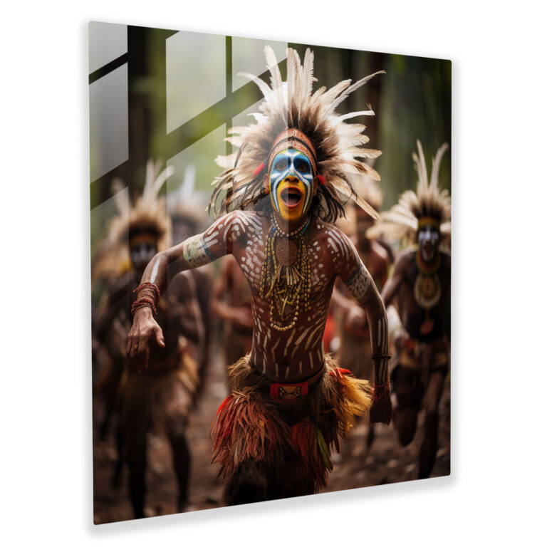 Indigenous Ceremonial Dance Glass Print - Aboriginal, Wall Decoration, Glass Print, Glass Art