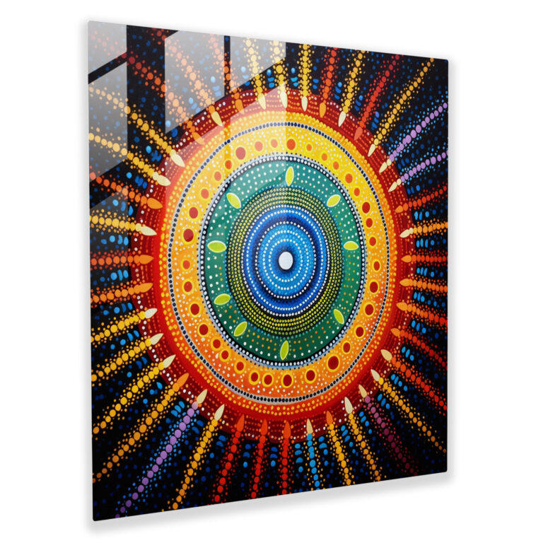 Cultural Heritage Glass Print - Aboriginal, Traditional Dot Painting, Storytelling Traditions, Glass Wall Art