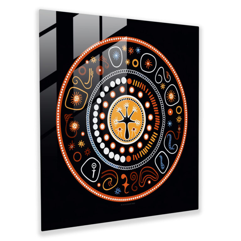 Circle Of Wisdom Glass Print - Aboriginal, Glass Print, Modern Art, Ancestral Wisdom