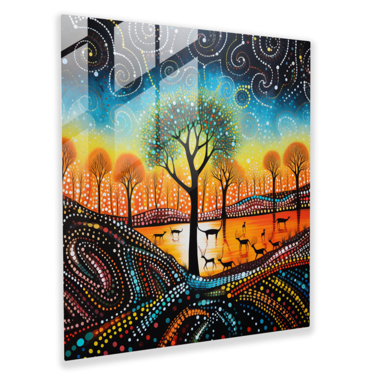 Aboriginal Dreamtime Glass Print - Aboriginal, Indigenous Culture, Aboriginal, Dreamtime Landscape