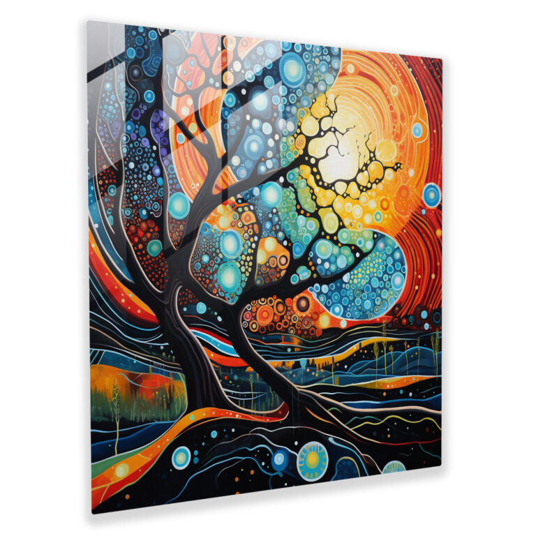 Spiritual Harmony Glass Print - Aboriginal, Home Decoration, Harmony, Glass Print