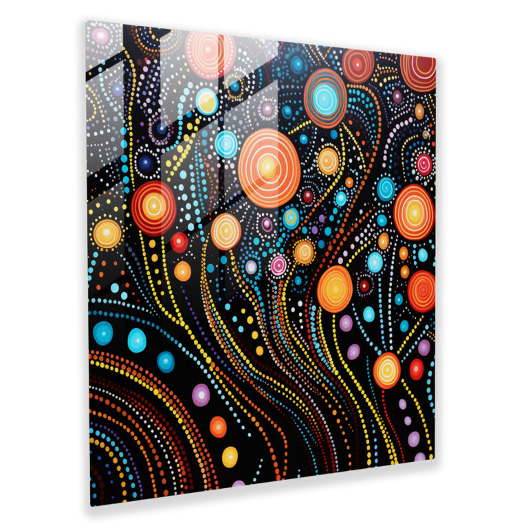 Fusion Of Cultures Glass Print - Aboriginal, Glass Wall Art, Glass Art, Glass Print