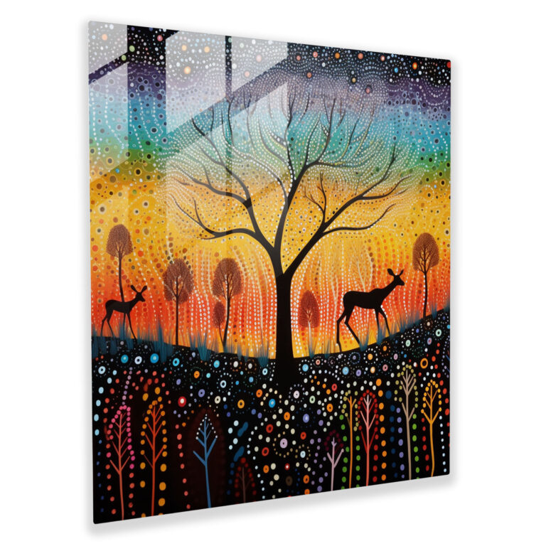 Aboriginal Dot Painting Glass Print - Aboriginal, Glass Print, Home Decoration, Glass Art