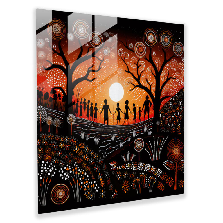 Traditional Aboriginal Storytelling Glass Print - Aboriginal, Storytelling, Cultural Narratives, Glass Art
