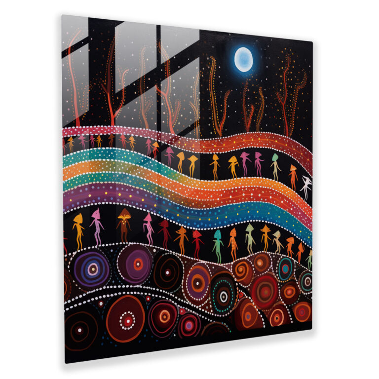 Dreamtime Rainbow Serpent Glass Print - Aboriginal, Aboriginal, Glass Art, Wall Decoration